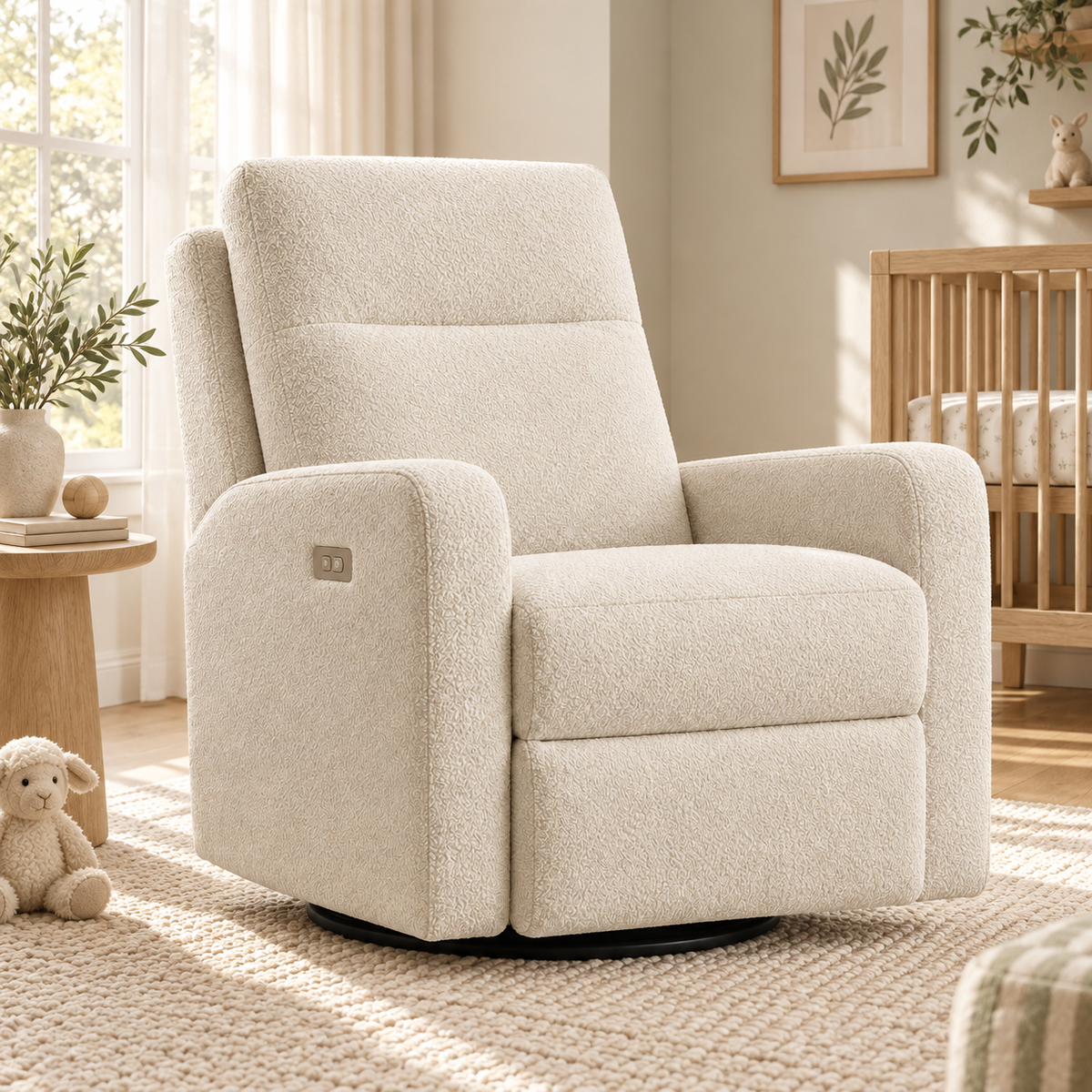 Original cream Nursery Recliner in a sunlit nursery