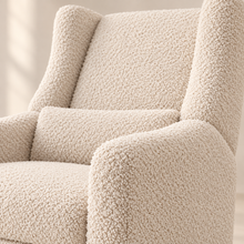 Close view of Kiwi Luxe ivory bouclé upholstery